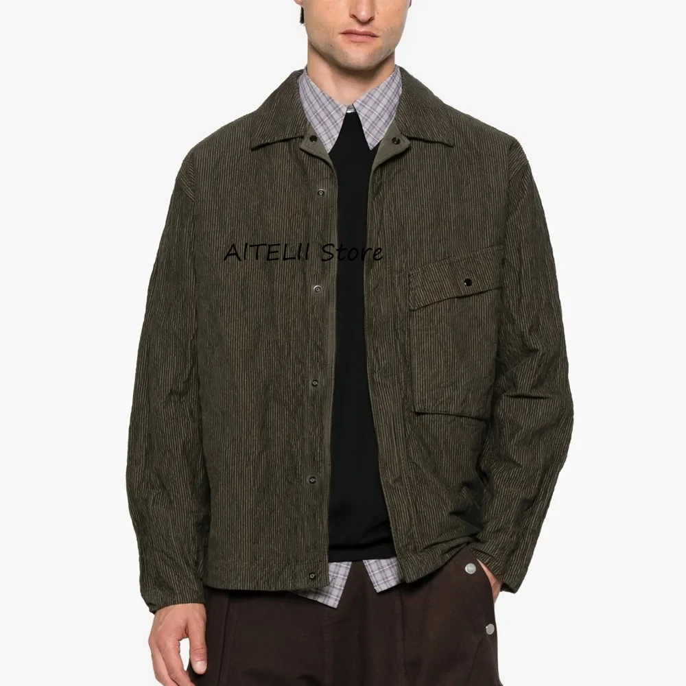 

Fashion Suit Jackets One Pocket Men's Casual Jackets Corduroy Fabric Single-breasted Man Coat Lapel Suits Blazer Clothing