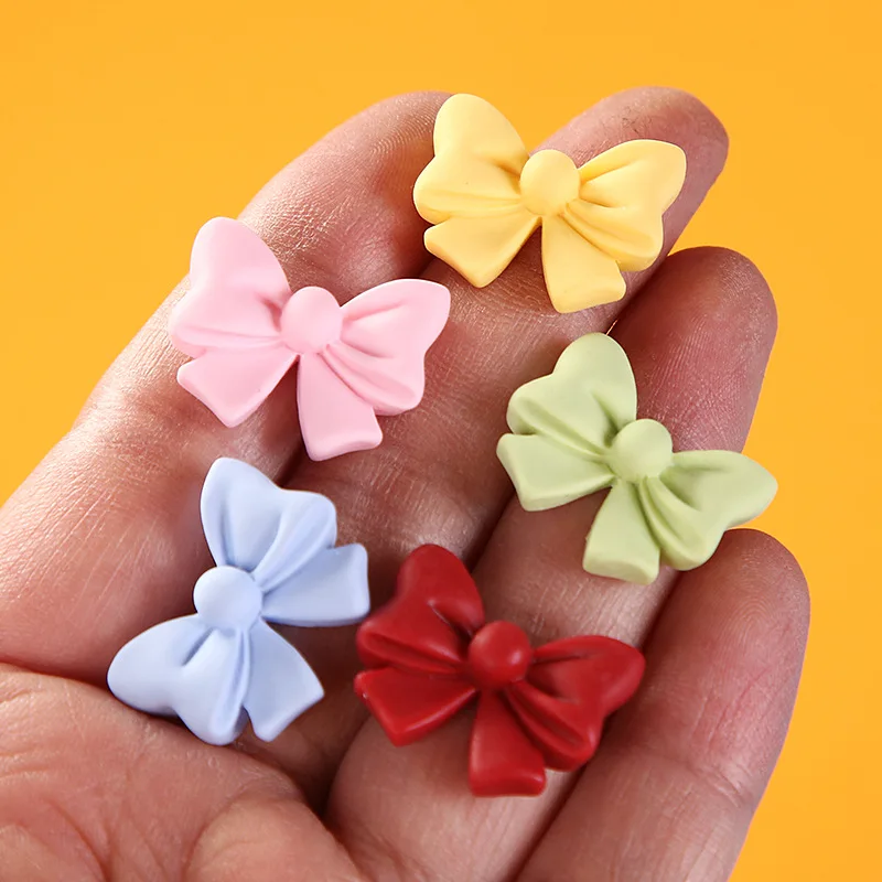 10pcs Kawaii Diy Mini Resin Bows Cabochons Flatback Charm Figures Crafts Embellishments Miniature Supplies Jewelry Decoration