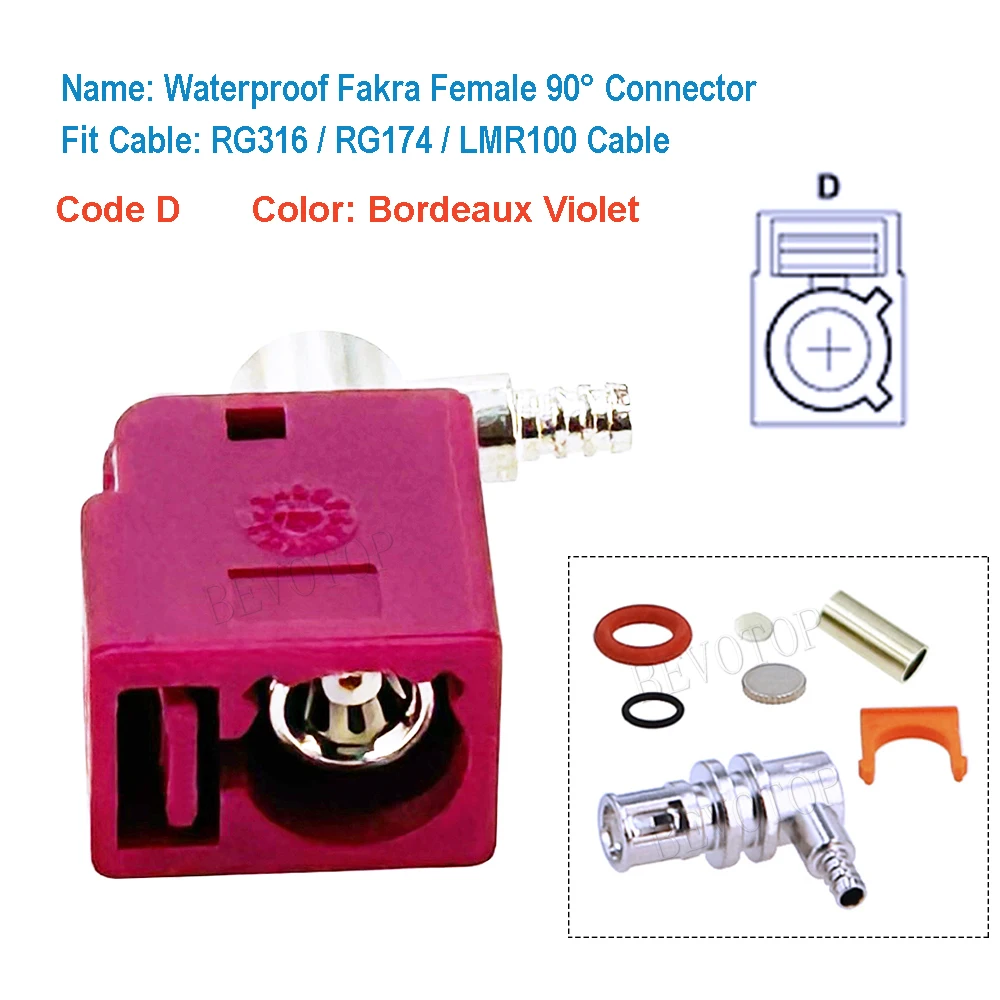 Imagem -05 - Conector Fêmea do Fio do Ângulo Direito 90 ° Jack 50ohm Cabo para Rg174 Rg316 Lmr100 Fakra a b c d f g h i k z Novo Impermeável 10 Pcs por Lote