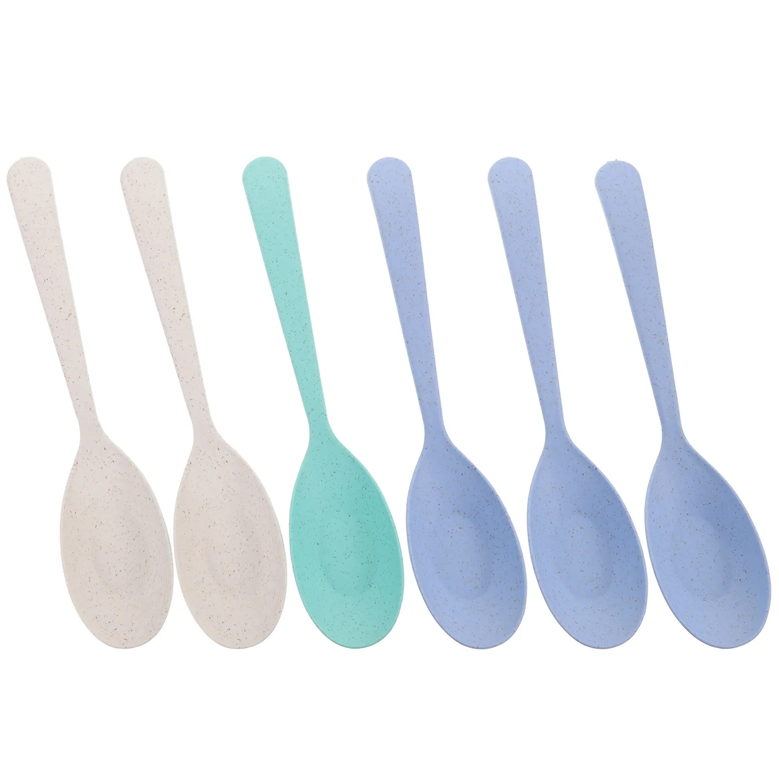 6 قطعة ملاعق قش القمح للأطفال مضادة للحرق صديقة للبيئة ملاعق شوربة بلاستيكية أدوات المائدة للتخييم في الهواء الطلق والسفر العائلي #3