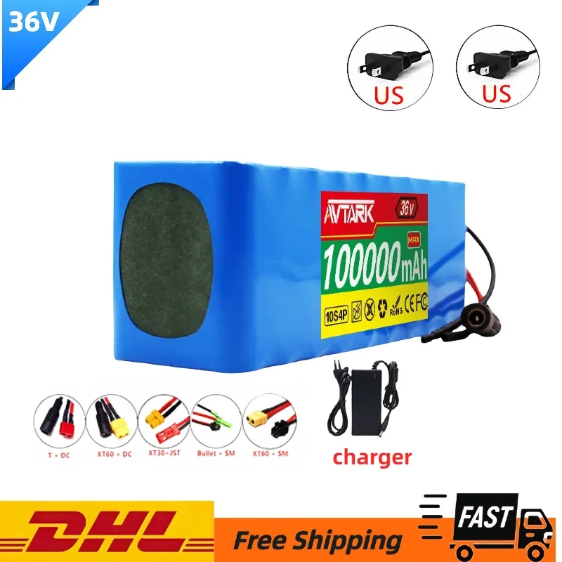 

36V 100Ah battery 18650 10S4P 500W high power batteries 42V 20000mAh Ebike electric bicycle with BMS Protection+Charger