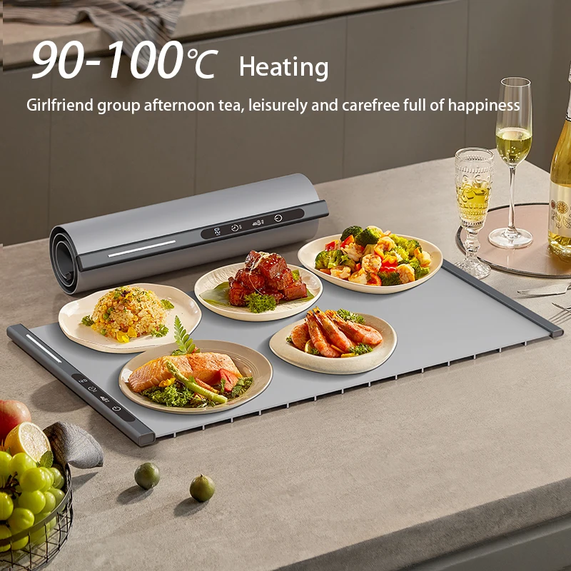 

Foldable Food Warming Tray Flexible Silicone Food Warmer Mat Warm Cutting Board Constant Warm Dishes Electric Food Warming Mat
