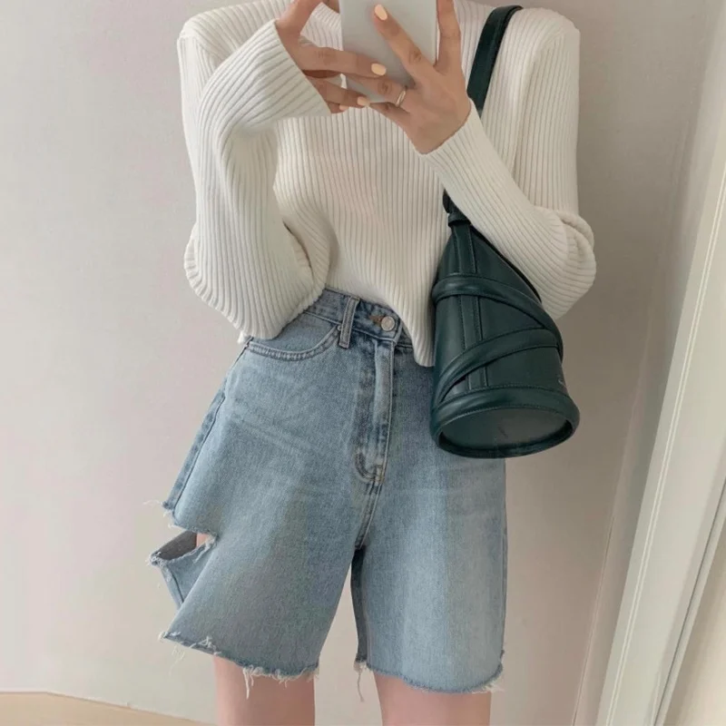 

Джинсовые обтягивающие джинсы с высокой талией в стиле ретро, женские летние шикарные прямые джинсы с вырезом на одной пуговице