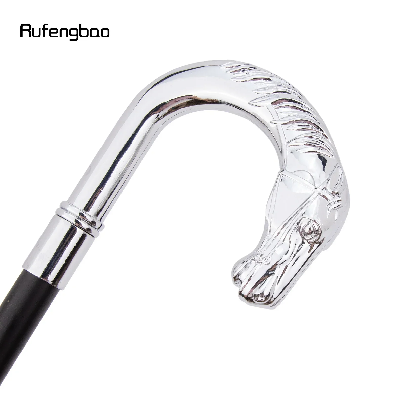 Weißer Luxus-Pferdekopf-Top-Griff, modischer Stock für Party, dekorativer Gehstock, eleganter Gehstock mit Crosier-Knopf, 93 cm