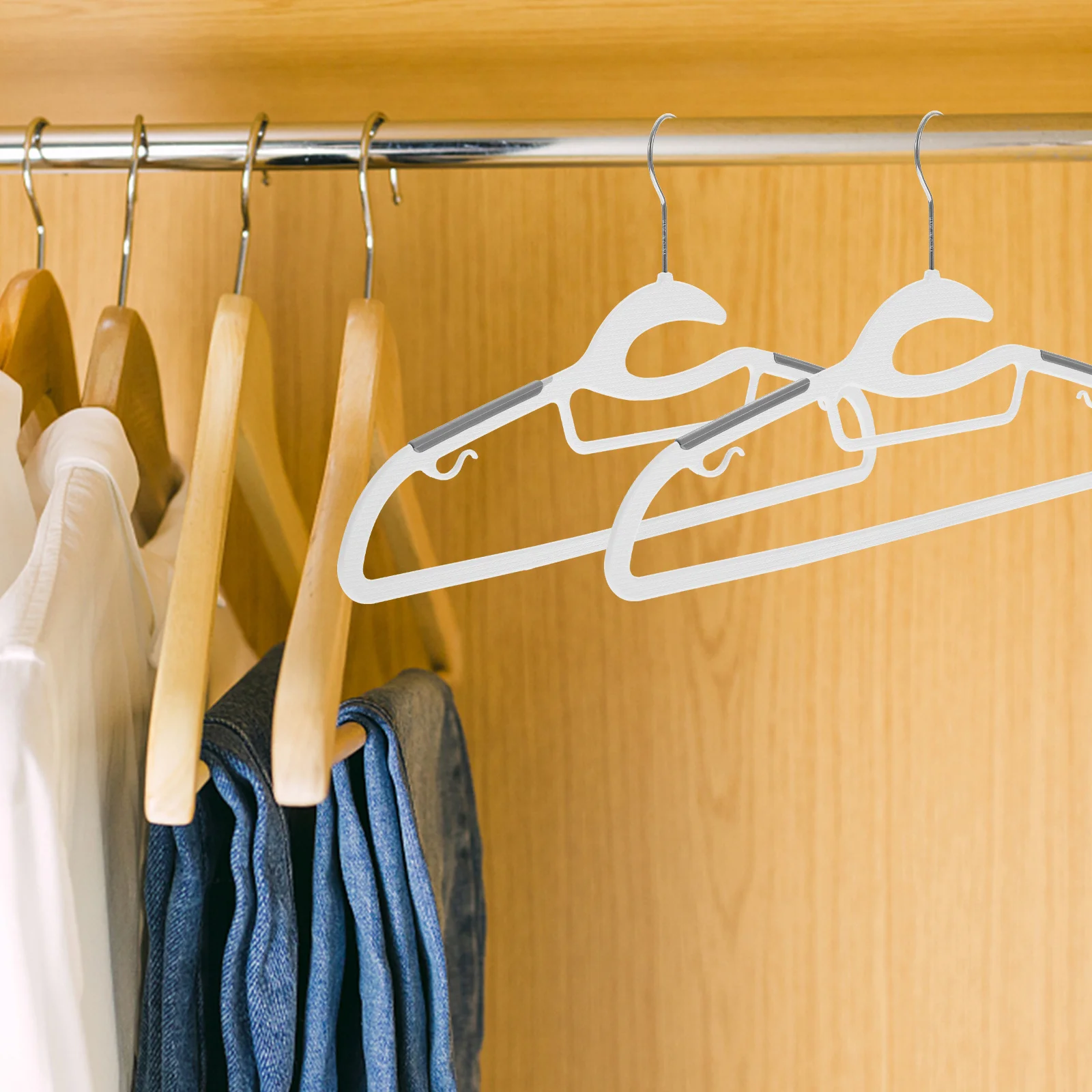 

10Pcs Anti Slip Clothes Hangers Thick Plastic Heavy Duty Extra Wide Suit Coat Sweater Hangers Closet Organizers