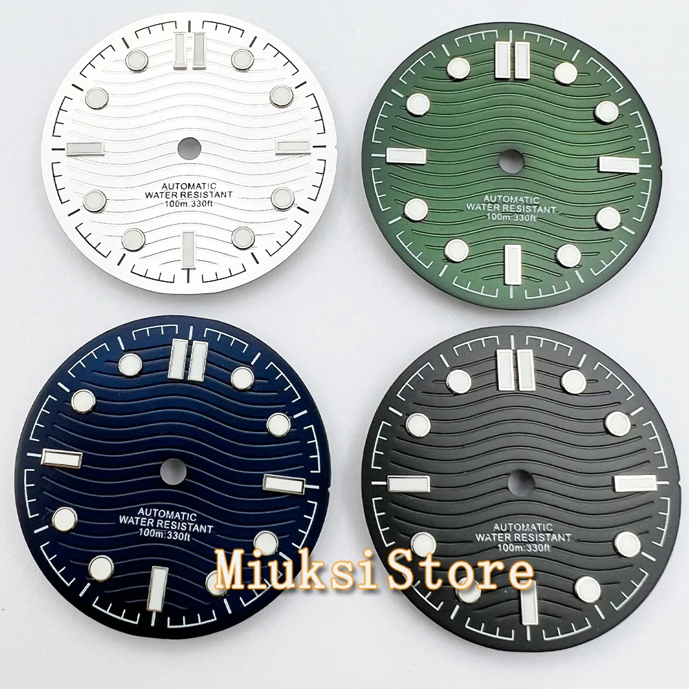 31mm Dial black blue green silver watch dial luminous fit NH35 NH36 ETA2824 2836 Miyota8215 DG2813 3804 PT5000 movement No date