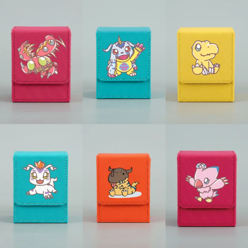 

Кожаный портативный футляр для хранения Digimon Adventure (Пиёмон, Агумон, Палмон) – подарок для фанатов, коллекционный органайзер для аниме и игр