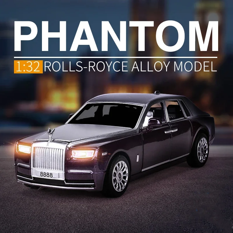 1:28 Rolls-Royce Phantom Alloy Car Model Diecasts & Toy Vehicles Metal Toy Car Model Collection Sound Light Simulation Gift