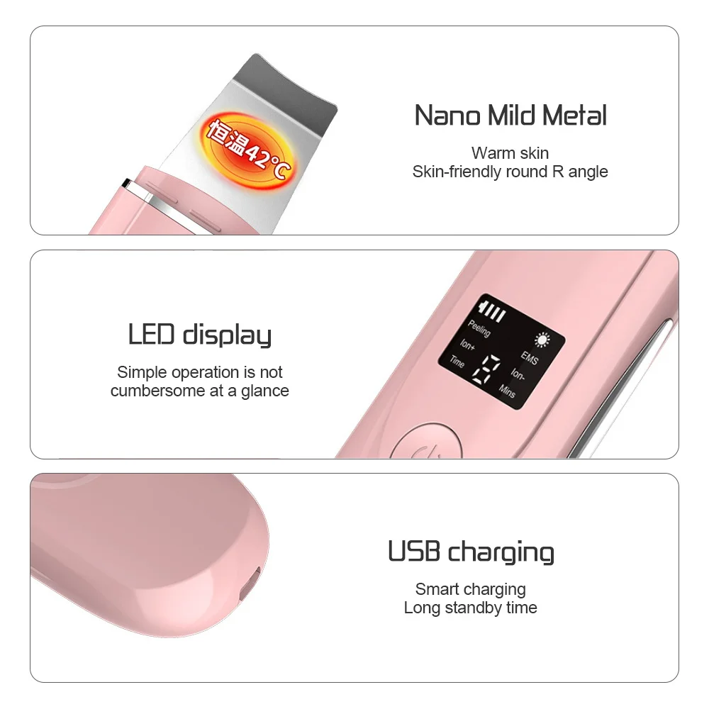 超音波フェイスマッサージャー,超音波スキンクレンザー,ブラックヘッドリムーバー,ポアクリーナー,ディープフェイスケアツール