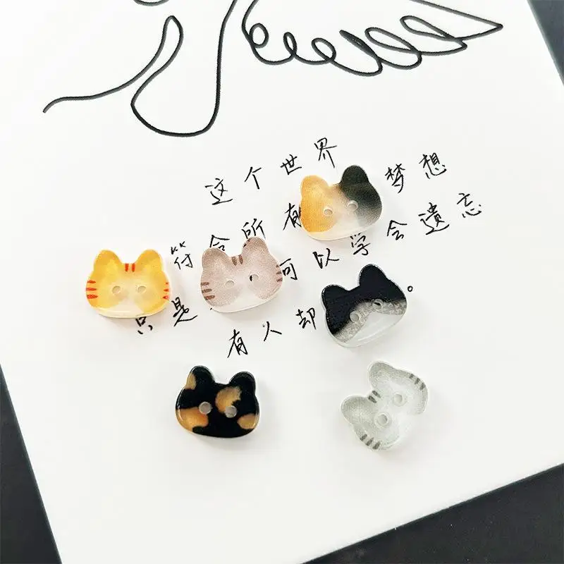 

✰✪20Pcs Cute Cat Two-eye Buttons 12/17mm Colourful Cartoon Cat Resin Buttons DIY Kids' Clothes Hats Socks Buttons