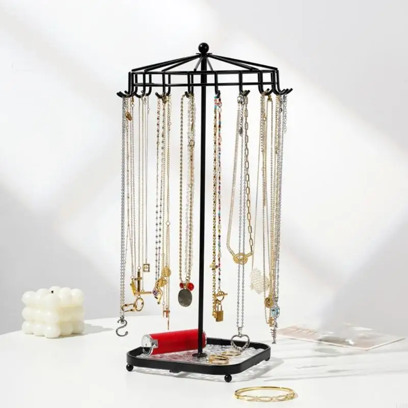  Metal Acrylic Jewelry Stand 360 Rotating Design for Necklaces Bracelets