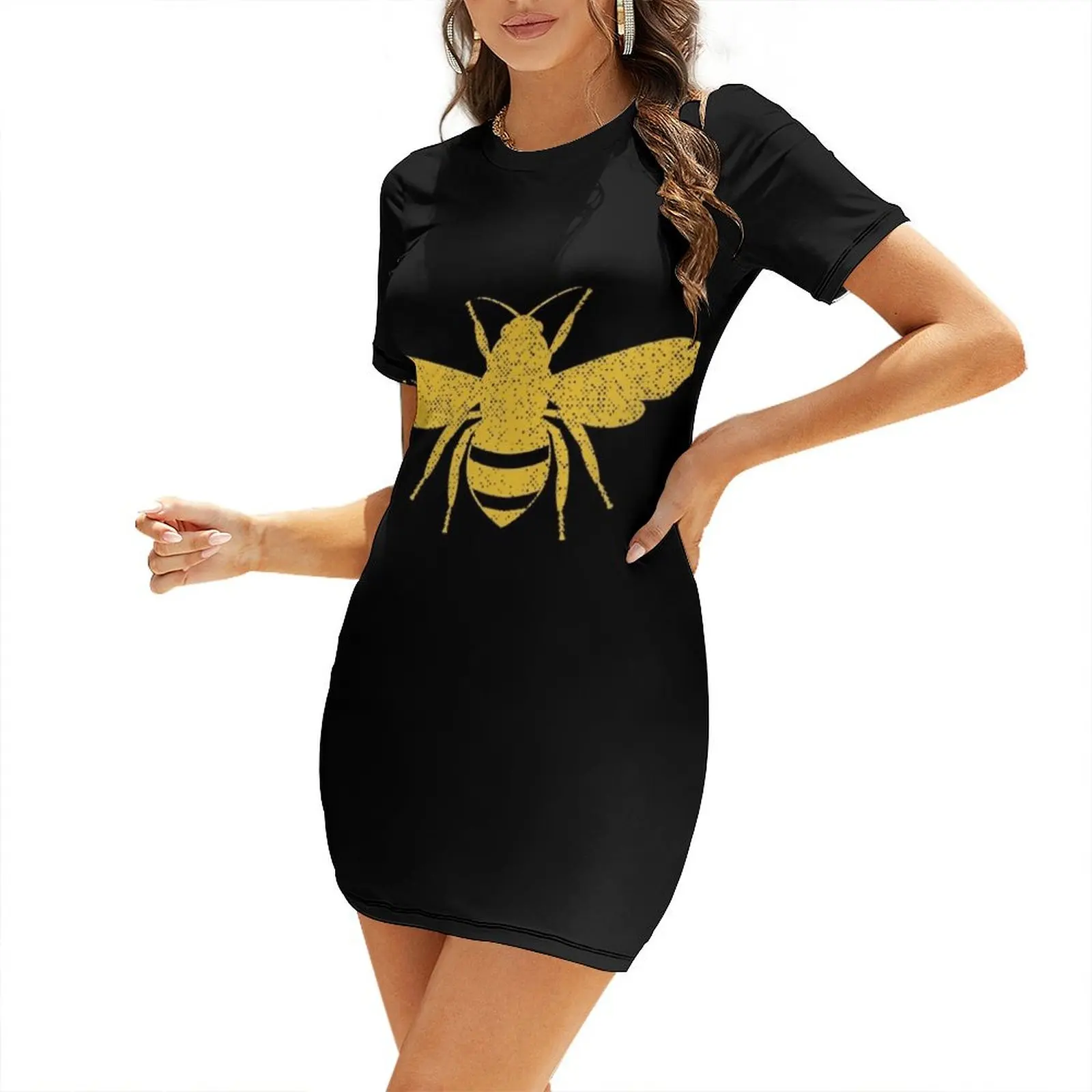 Bee Honeybee Insect Short Sleeved Dress long dress women summer women's evening dresses sexy dress