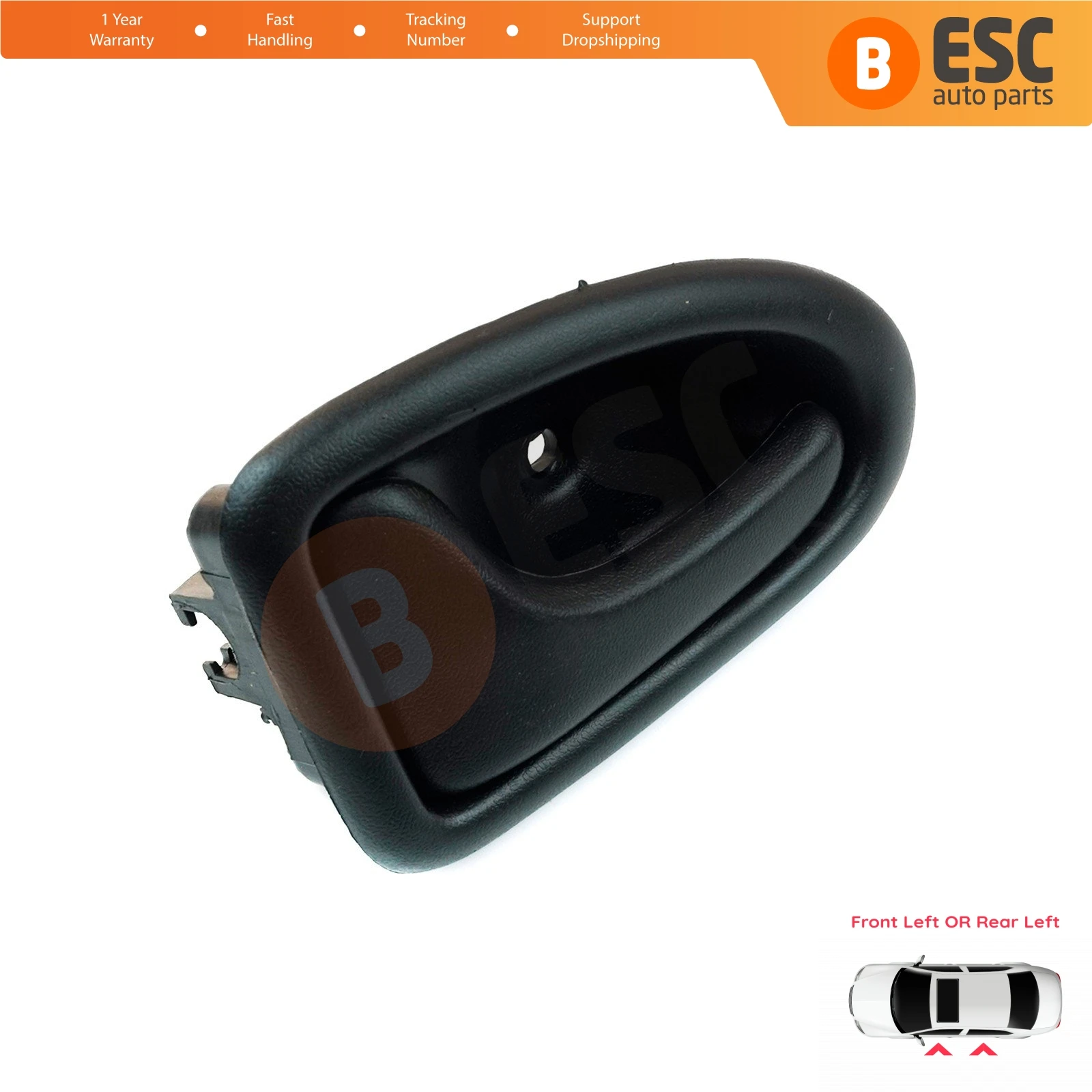 

ESC Auto EDP102 Interior Inner Door Handle Opener Front or Rear Left Door Black 8200028994 for Renault Megane MK1 1995 2002