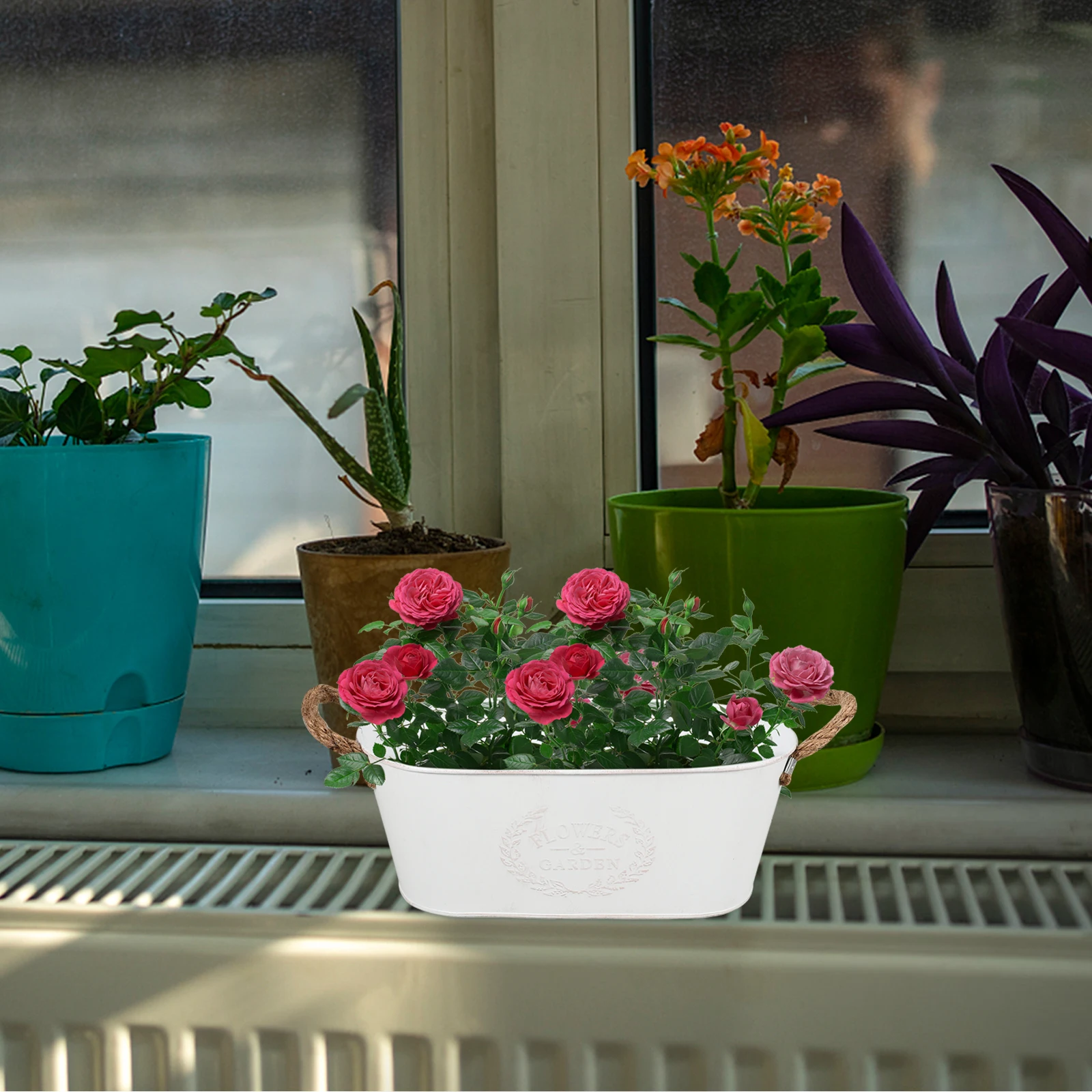 

Retro Iron Planter Multi-function Flower Bucket for Succulents Plants Vintage Metal Vases Garden Home Office Decor