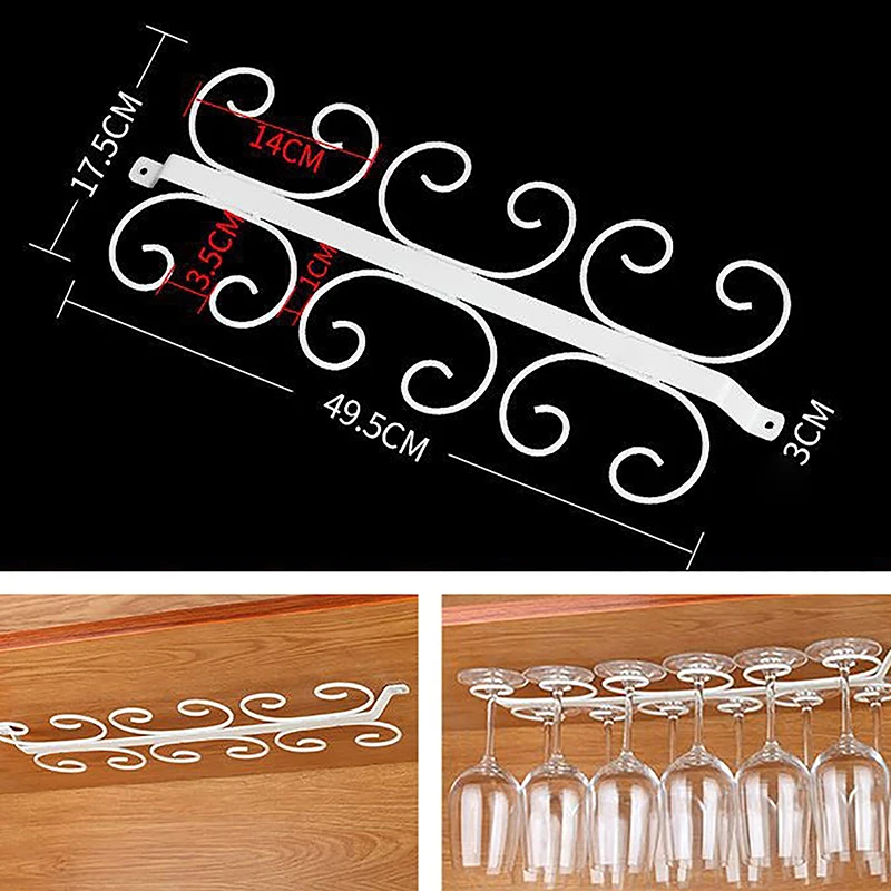 4/8/12 Cups Metal Wine Glass Rack Holder Stemware Hanging Under Cabinet Stemware Holder Storage Bar Kitchen Glass Wine Cup Shelf