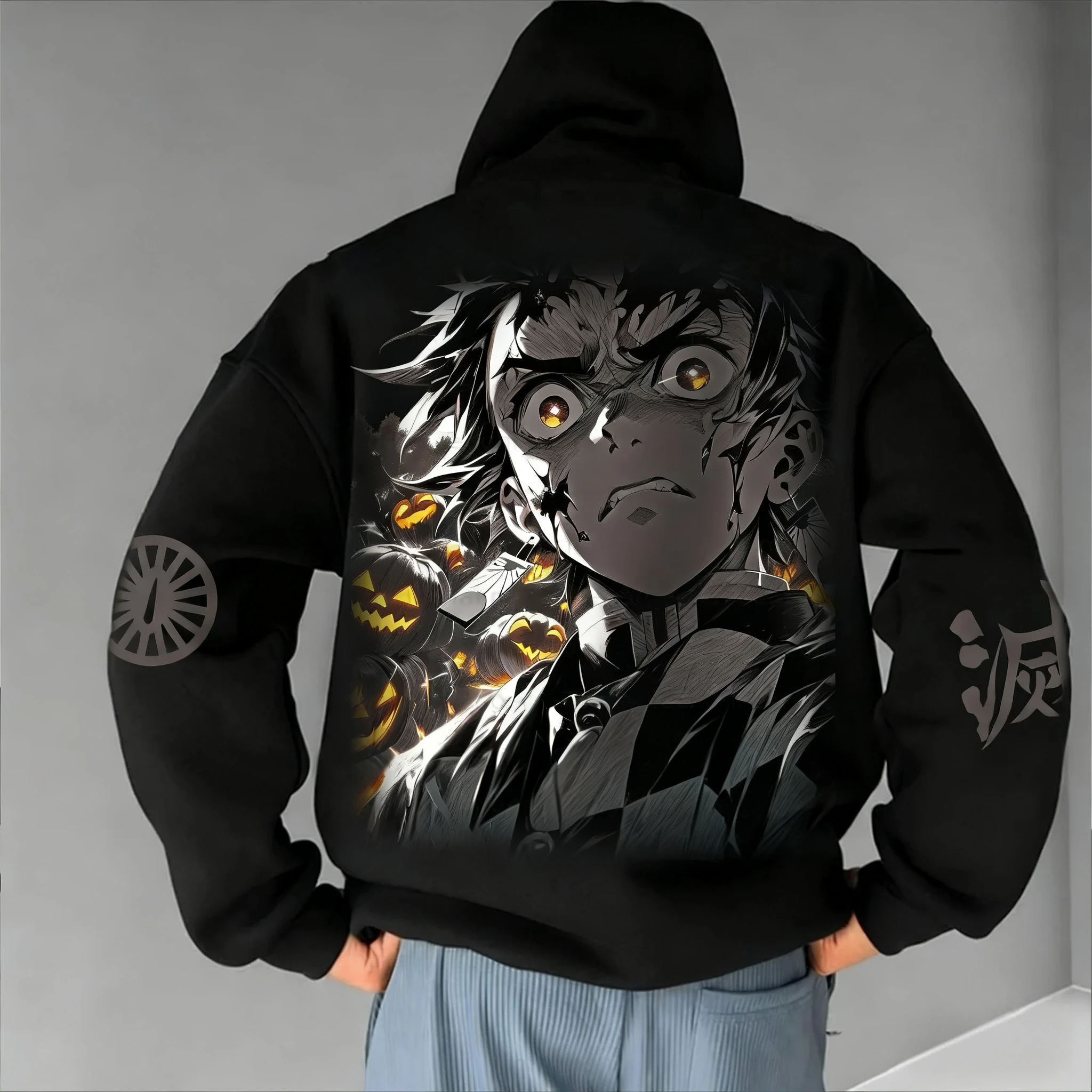 Demon Slayer Halloween Collaboration Rits Hoodie Heren Herfst en Winter Nieuwe Kamado Tanjirou Anime Gedrukt Casual Losse Top