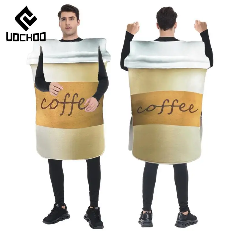 

Adult Coffee Cup Costume Funny Food Party Jumpsuit Stage Performances Outfit Coffee Shop Bodysuits One Size Unisex Clothes