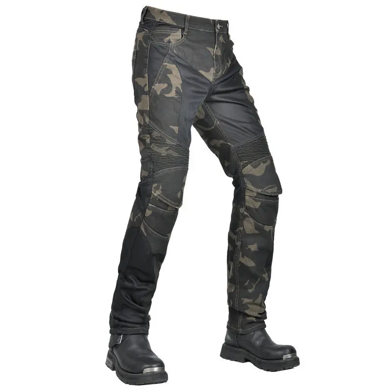 2025 nuevos hombres motocicleta conducción al aire libre jinete Camo Jeans equipo de protección carreras de carretera estiramiento multicolor pantalones opcionales