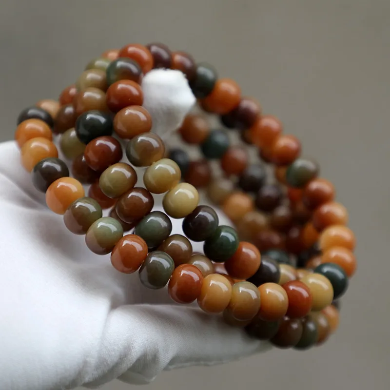 12*9 Dunhuang-Colored Round Long Bracelet, Featuring A And Vibrant Bodhi Root Necklace