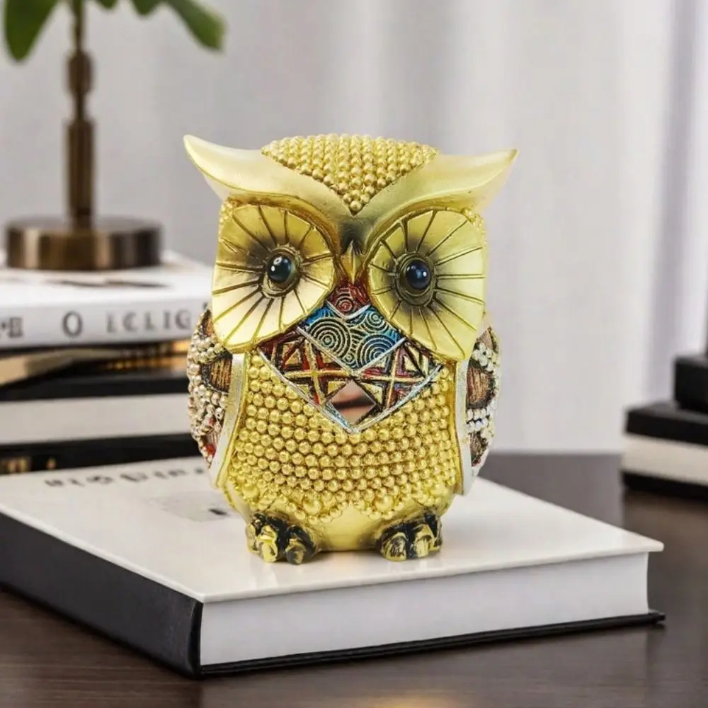 

Foyer Decoration Resin Owl Ornament Luxury Creative Animal Statue Simulated Cute Miniature Figurine Sculpture Desktop