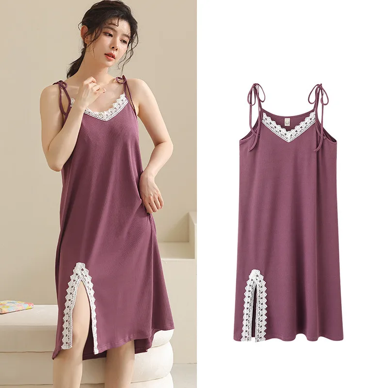 Fdfklak Robe Femme New Casual Night Dress Women Homewear Sexy Sleepwear Sleepshirt Summer Nightgowns рубашка женская