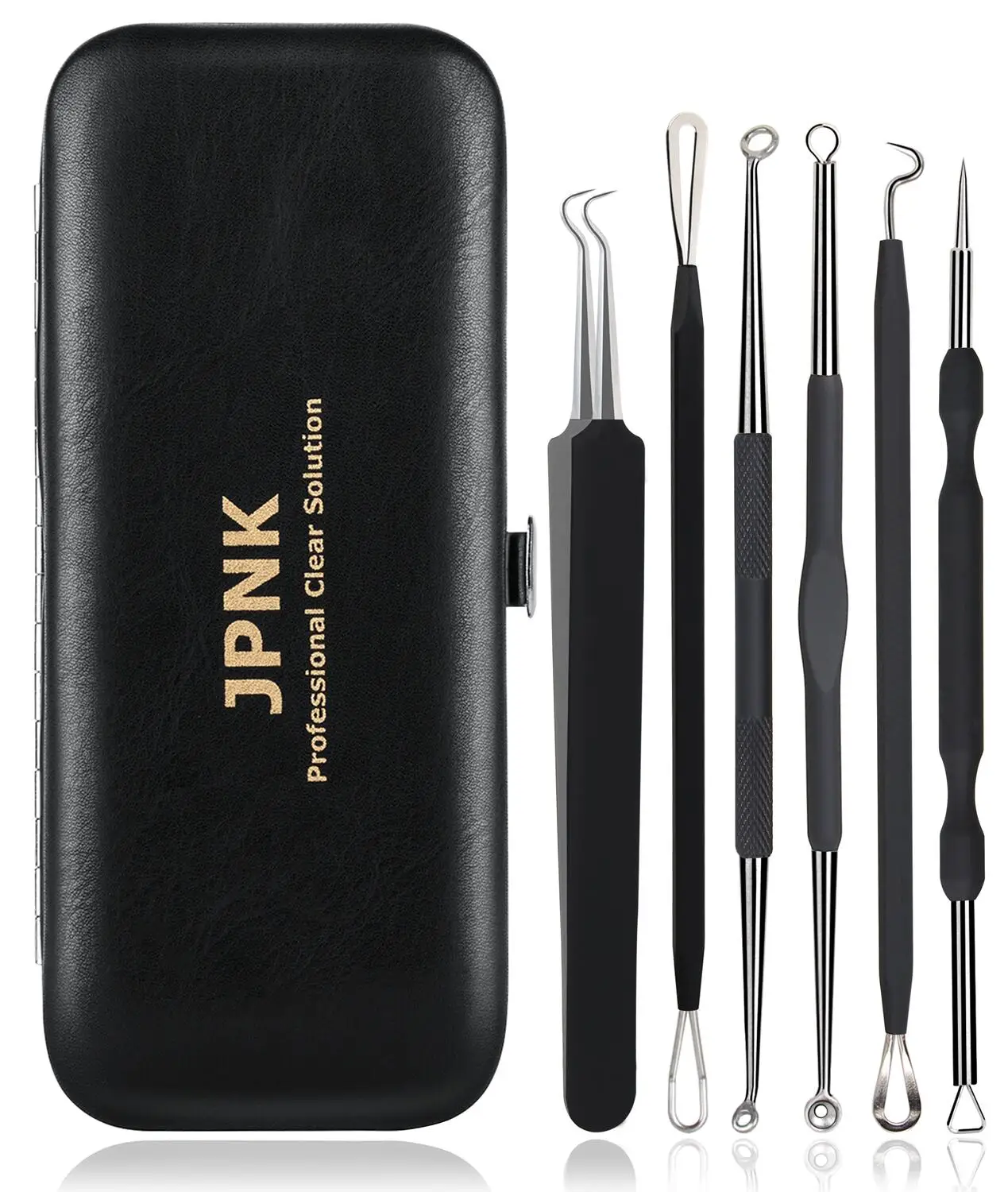 

# Hot Sales JPNK Black Blackhead Remover Kit Curved Blackhead Tweezers Kit Professional Stainless Pimple Acne Blackhead Remover