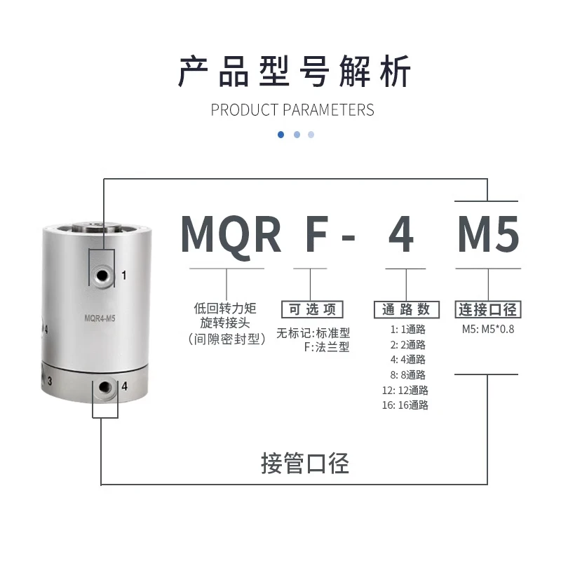 SMC Type Pneumatic Rotating Conector 360° MQR2 4 8 12 16-M5 High Speed Multi-turn Slip Ring Universal Swivel Rotatory fitting