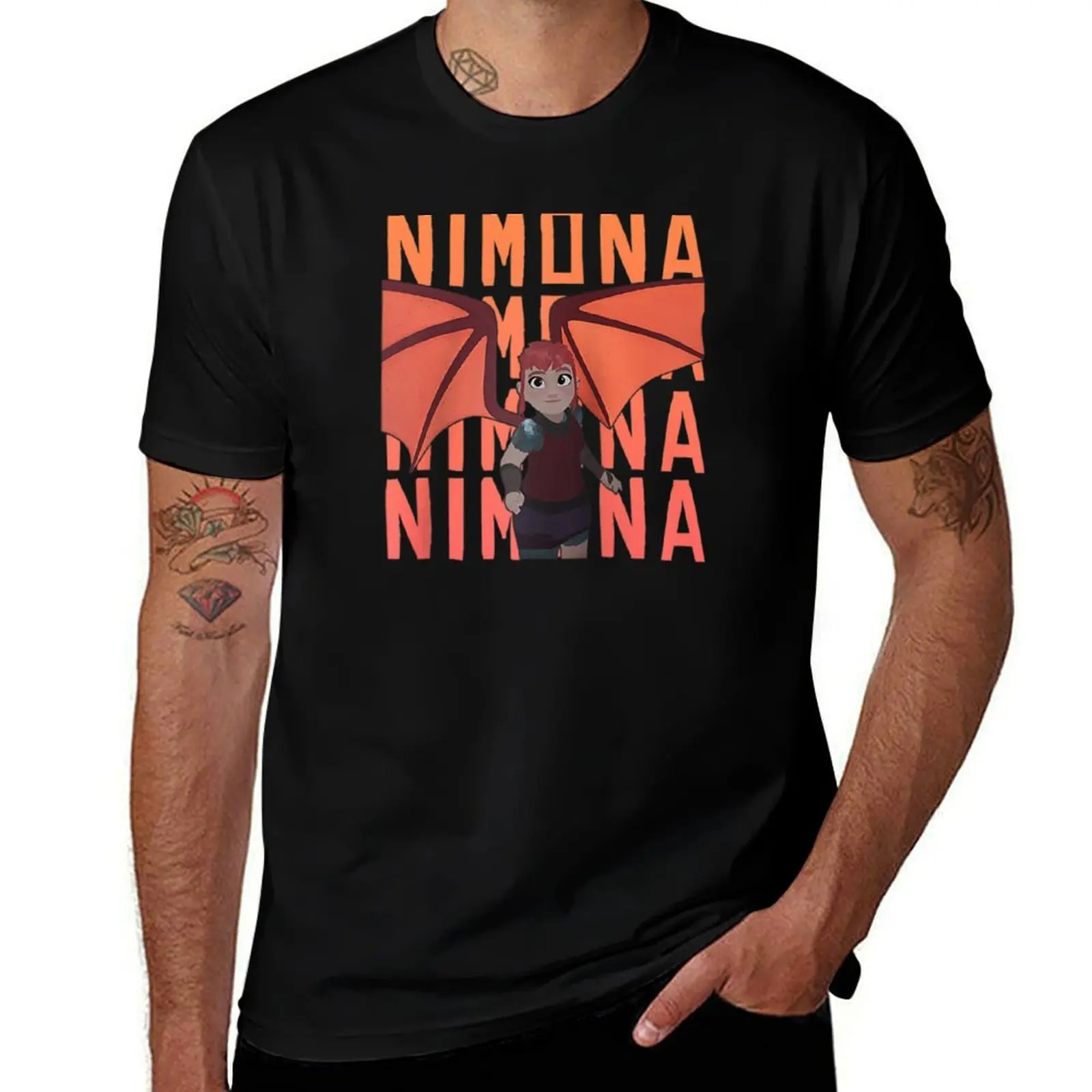 

Nimona Shapeshifter Hero Name Stack Logo Raglan T-Shirt t shirts for man cotton funny man tshirt T-Shirt