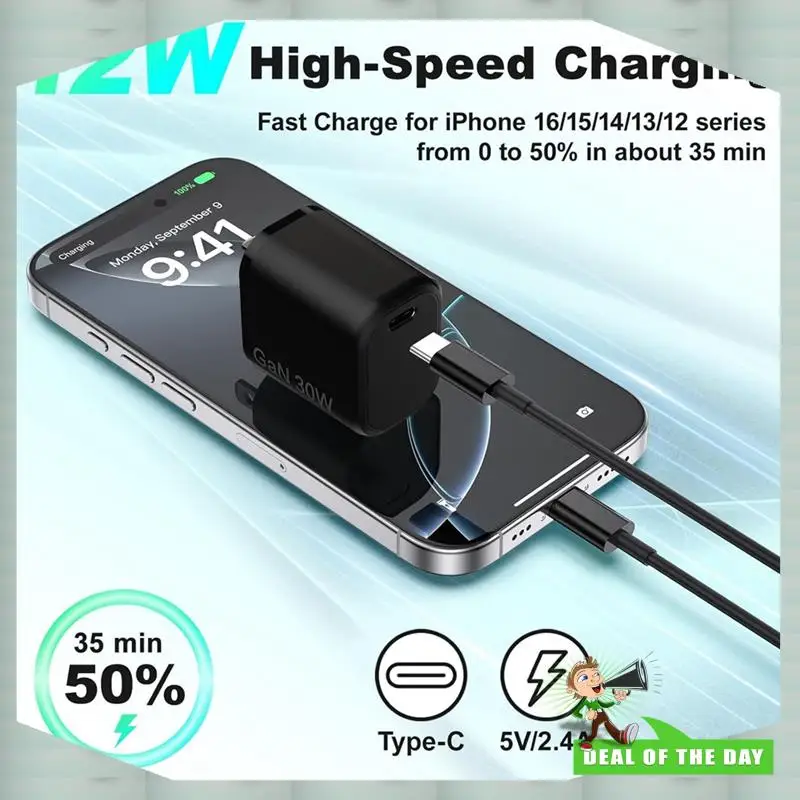 24-Hour Delivery 30W PD Gan Super Fast Charging Block Type-C Quick Charge Adapter Plug For Iphone 16/16 Plus/16 Pro/16 Pro Max U