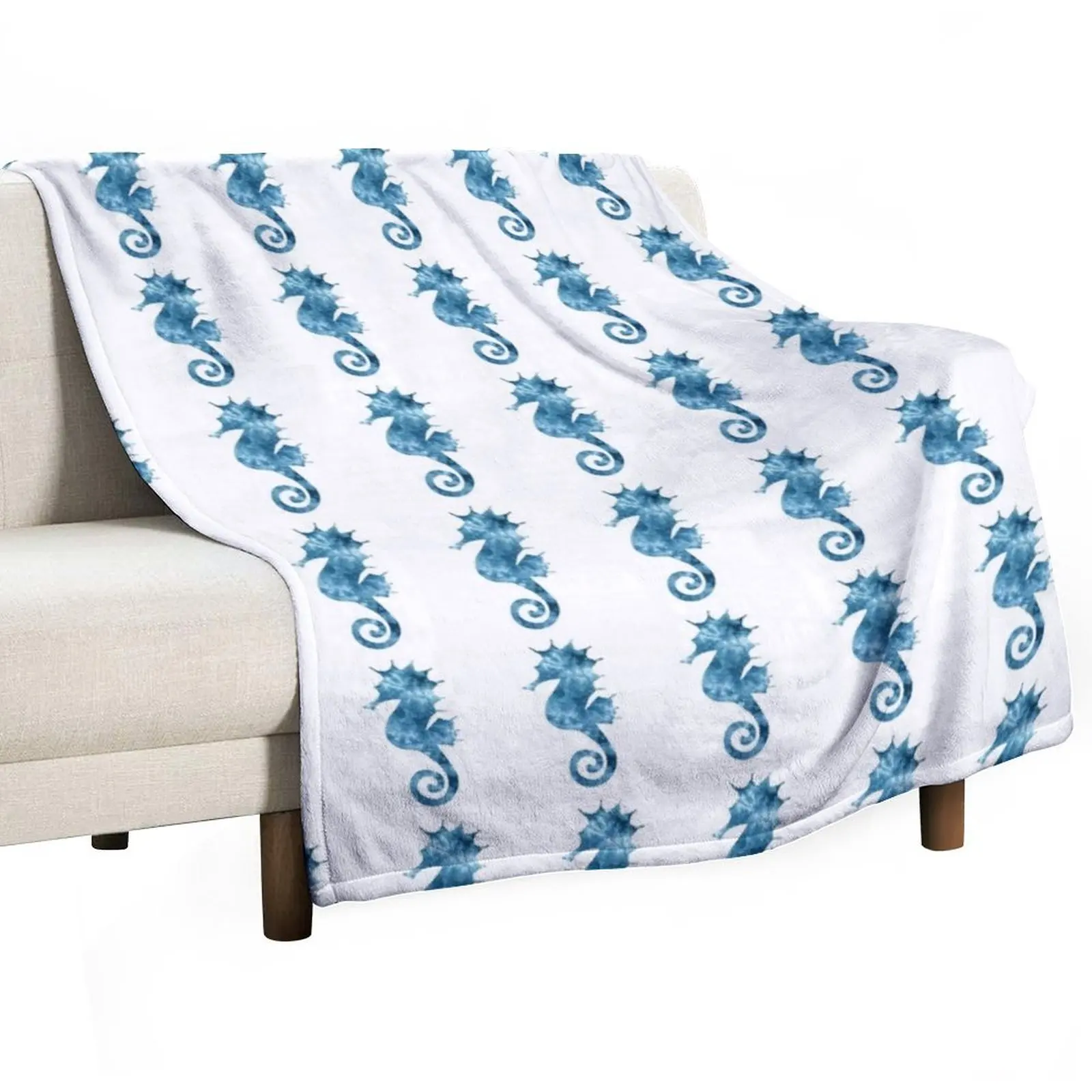 Tie Dye Seahorse blue sea horse Throw Blanket Giant Sofa Sleeping Bag Blankets