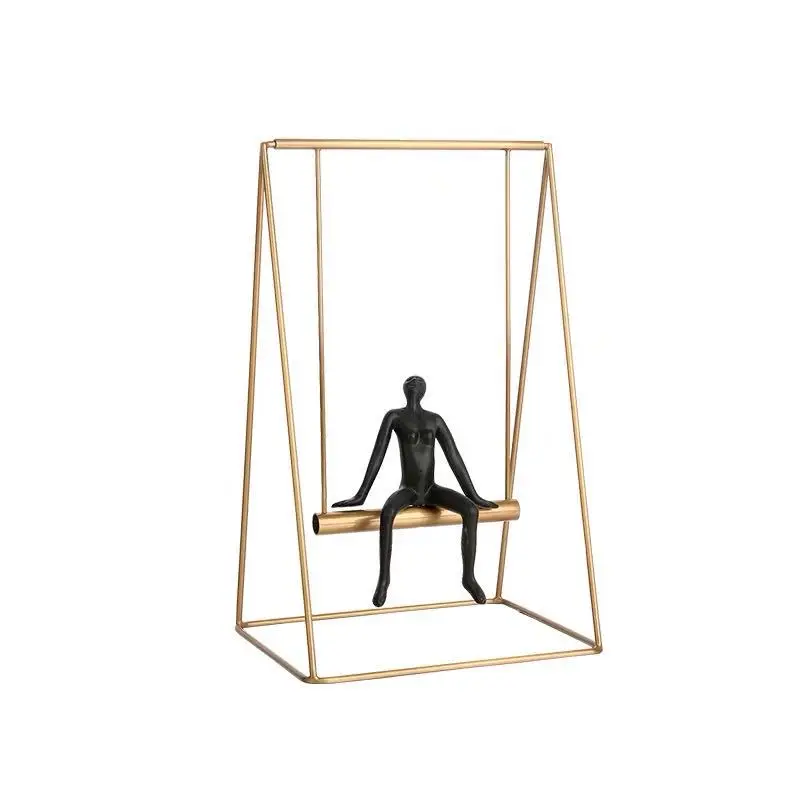 

Modern Interior Home Decorations People Swing Ornament Office Tabletop Sculpture Luxury Accessories