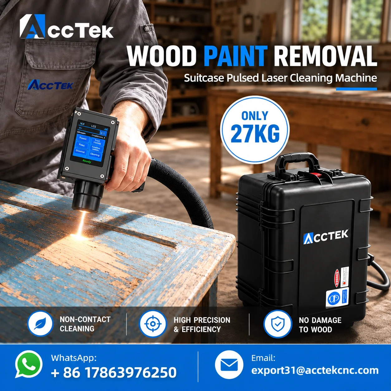Portable Suitcase Pulse Laser Cleaner Air Cooled Laser Cleaning Machine 100W 200W 300W 500W Rust Stripping Equipment