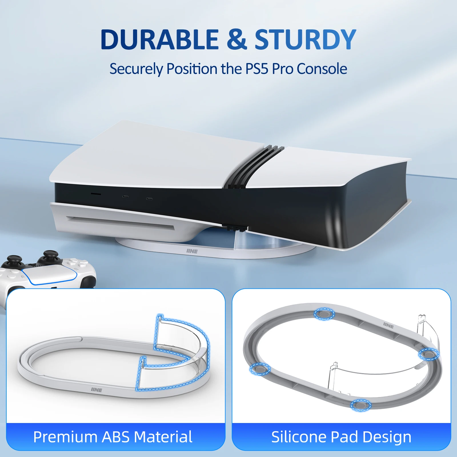 IINE penyangga Horizontal untuk PS5 Pro/stabilitas & cakram & Digital & instalasi mudah & perlindungan serbaguna & mudah untuk disimpan