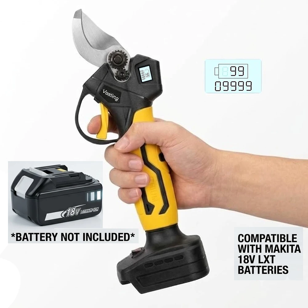 Cordless Brushless Electric Pruning Shears LED Display Compatible with Makita 18V Battery Professional Electric Garden Scissors