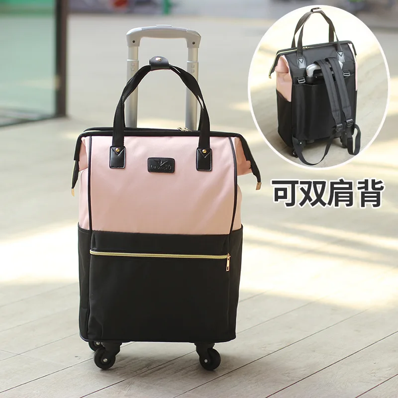2025 new women's simple portable travel large capacity suitcase luggage bag with wheels trolley suitcase backpack boarding bag