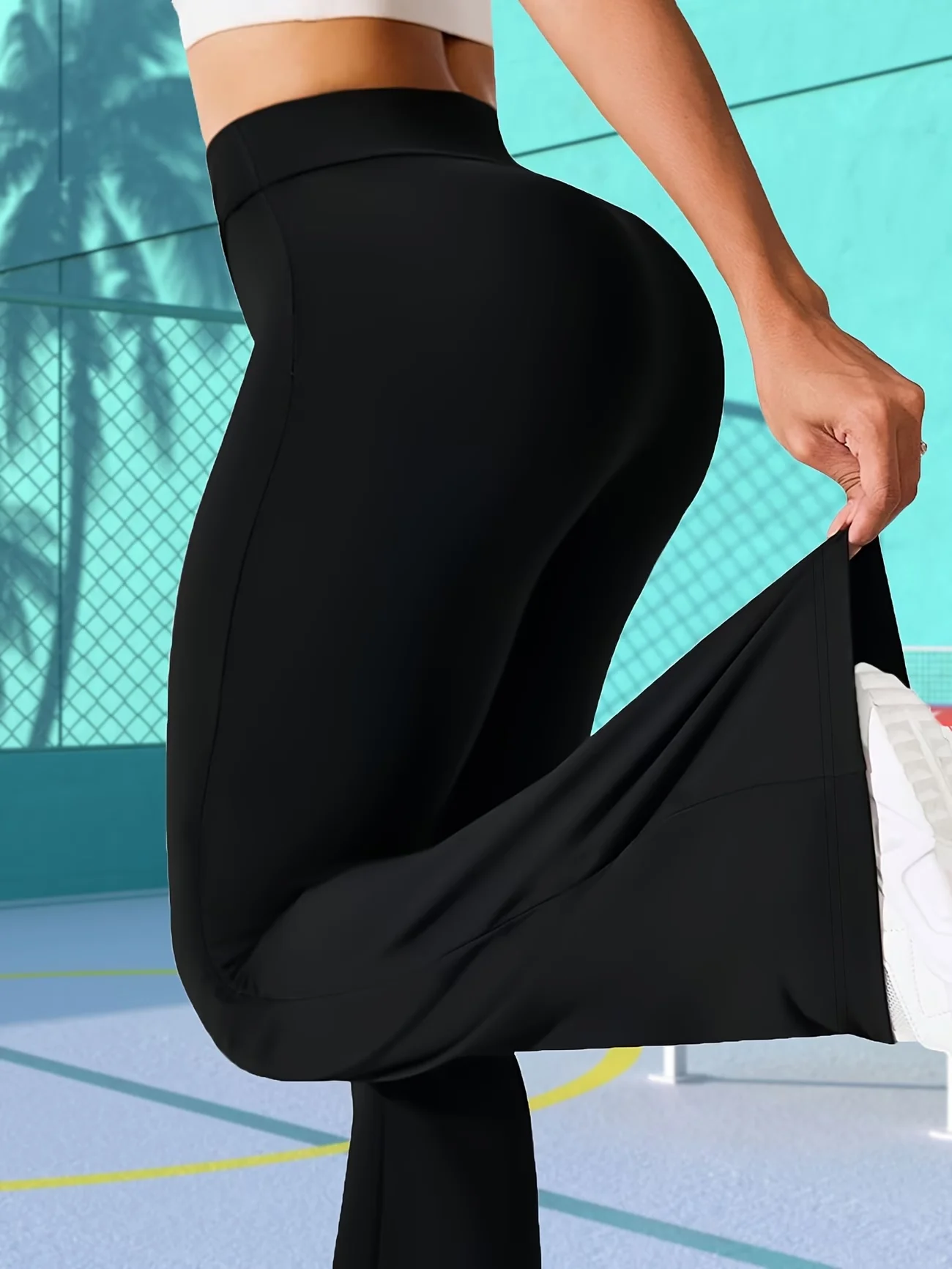 Pantalon évasé doublé en polaire d'hiver, taille haute, chaud, extensible, jambes larges, double doublure, confortable, thermique, leggings grande taille