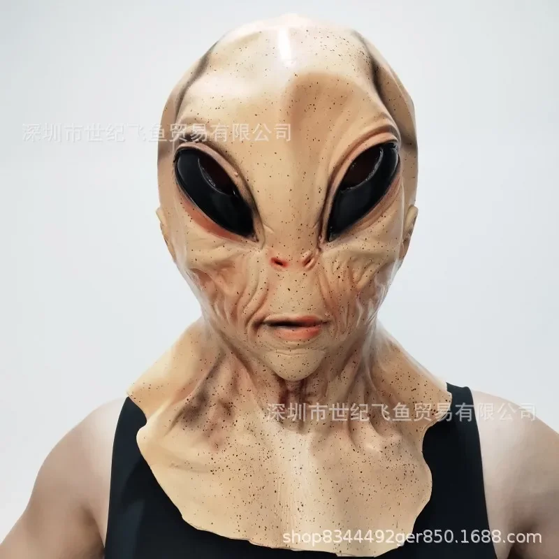 2025 قناع فضائي كامل الوجه للهالوين UFO غطاء رعب أزياء وإكسسوارات مخيفة 2025 #3