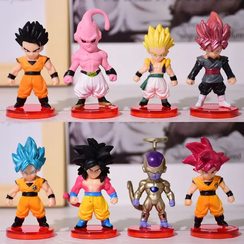 7CM Q-versie Dragon Ball Z Super Saiyan Son Goku Anime Figuur Vegeta IV Son Gohan Majin Buu actie Beeldje Model Geschenken Speelgoed
