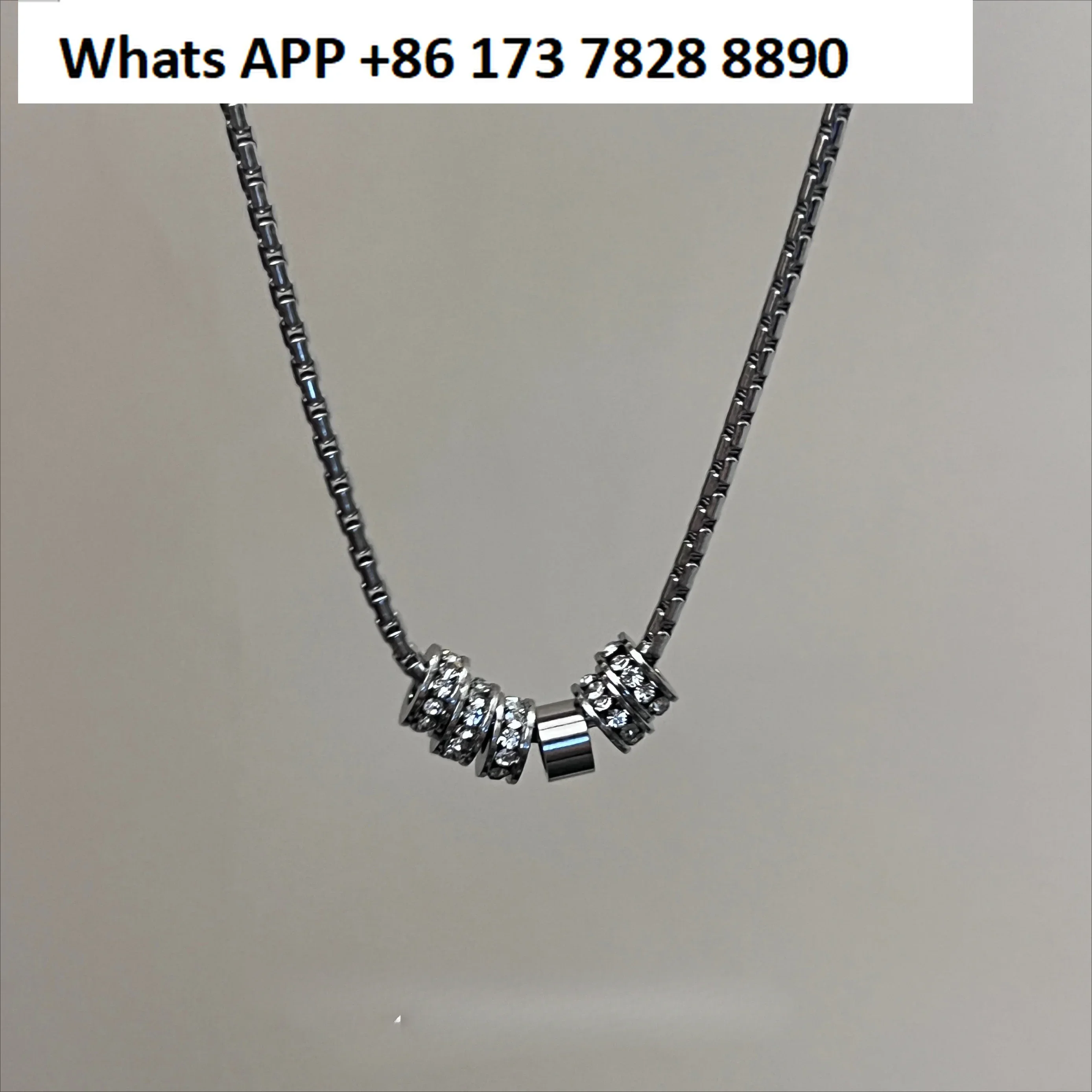 Simple beaded flash diamond necklace men's and women's niche design light luxury hip-hop tide collarbone chain neck chain