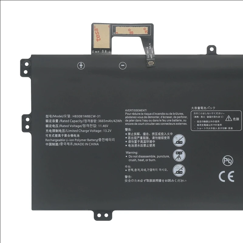 CP Laptop Battery HB30B1W8ECW-31 11.42V/42Wh/3665mAh For MateBook X 2020 EUL-W19P Series