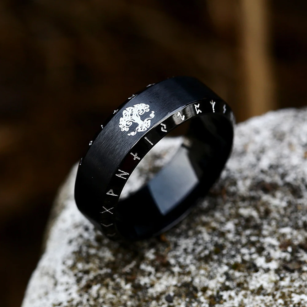 New Vintage Viking Tree of Life Ring for Men Women Punk Fashion Nordic Amulet Rune Viking Ring Stainless Steel Jewelry Wholesale