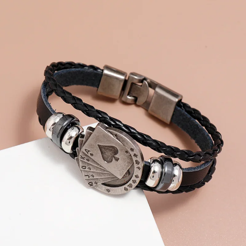 CUTEECO Tribal Eagle Totem Punk Charm Bracelets For Men Genuine Leather Wrap Bracelet Bangle Fashion Jewelry