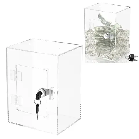 Acrylic Clear Piggy Bank Large Capacity Money Saving Box Bill Saving Jar DIY Cash Storage With Key for Children Adults Coin Bank