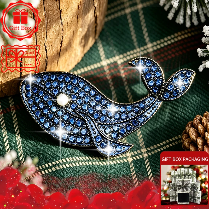 Whale Brooch with Gift Box, 2026 New Style, Elegant and Fashionable. Wearing at Daily and Holidays. Good Gift Choices.