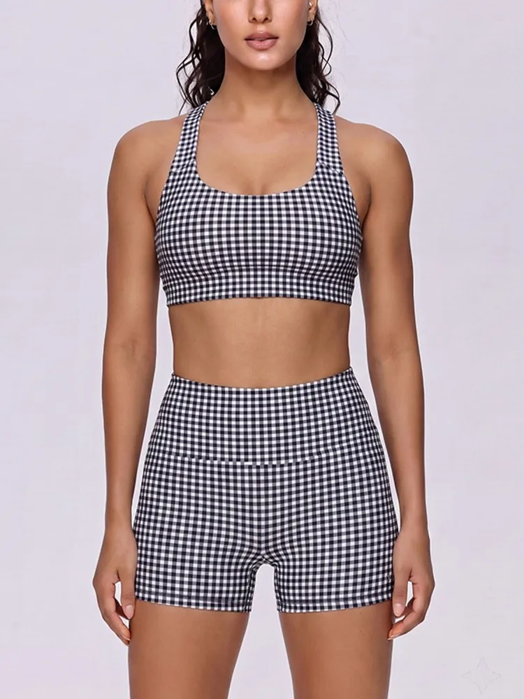 2 Piece Sets Women Quick-Dry Sports Set U-Neck Sleeveless Top Shorts Running Fitness Workout Athletic Wear Tracksuit Sportswear