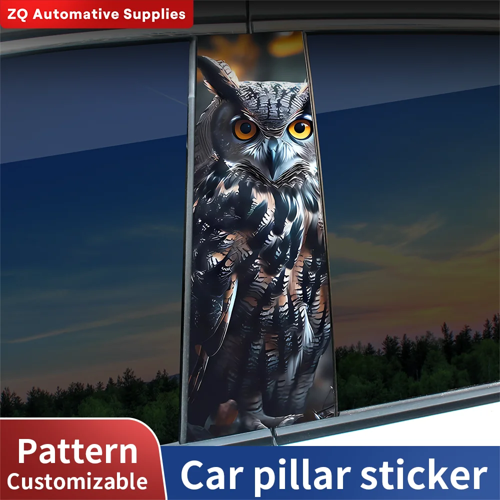 

Funny Owl Car Stickers Animals Auto B Pillar Waterproof Sunscreen Decor Cover Scratches Car Door Pillar Vinyl Decals Accessories