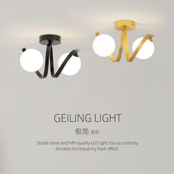 Modern Glass Ceiling Lights Minimalist Black Gold Ceiling lamp Indoor Lighting Hallway Aisle Balcony Entryway Cloakroom Fixtures