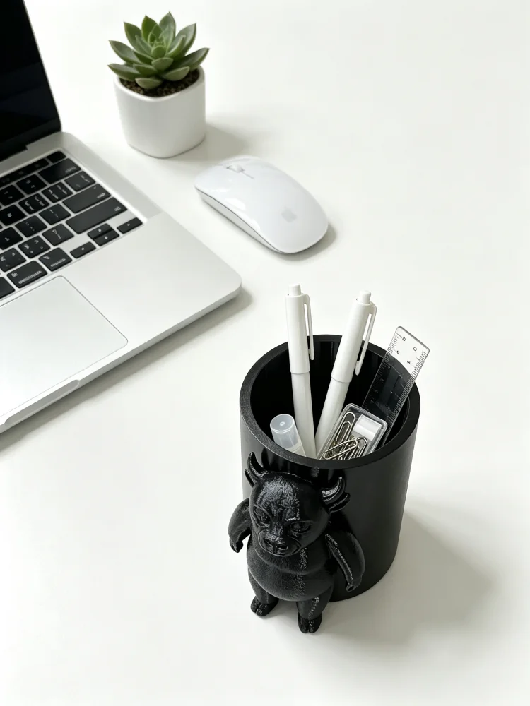 Devilish Little Monster Desktop Pen Holder, Gothic Dark Cute Monster Style Pen Storage Container, Matte Black Solid Plastic Large Capacity Pen Cup, Desktop Organizer, Stationery Storage Rack, Stable Base, Durable, Suitable for Office Desk, Student Study Desk, Gaming Desk, Spooky Monster Desktop Decoration, Gothic Room Decoration, Organizing Desktop Clutter, Novelty and Unique Stationery, Atmosphere-Creating Desktop Accessories, Fun and Novelty Gifts