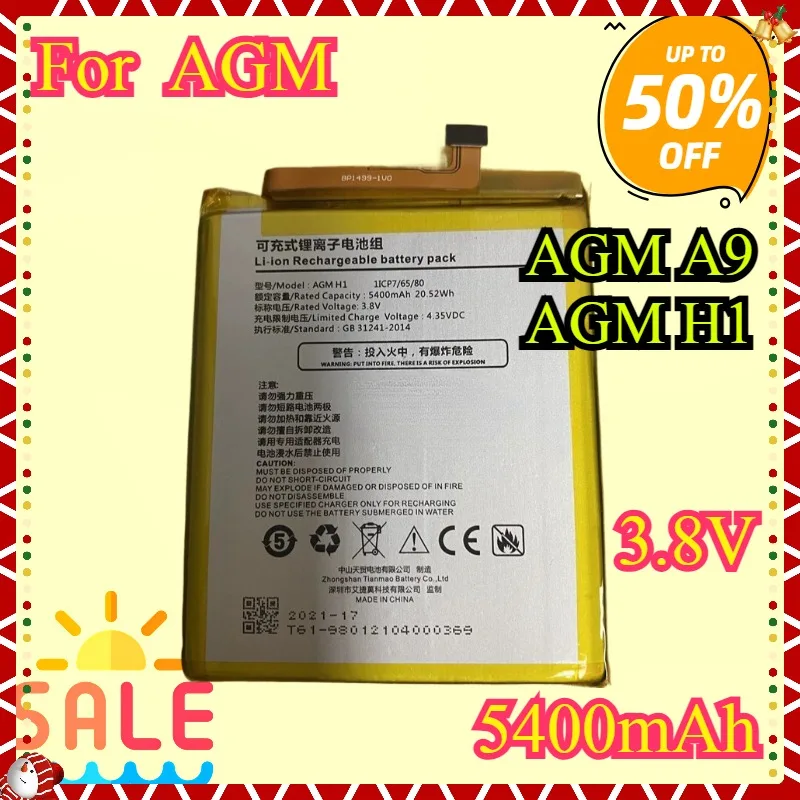 

New High quality AGM A9 H1 Replacement Battery for AGM A9 Mobile Phone - 5400mAh Capacity