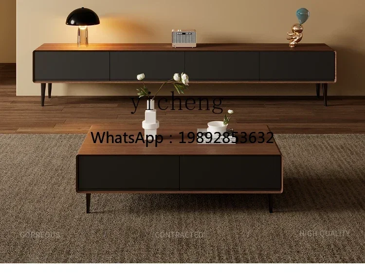 U6 pure solid wood TV cabinet modern simple living room coffee table combination  apartment household floor cabinet TV cabinet
